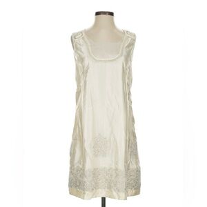 vtg Y2K Obzee NY Ivory Silk Lace Shift Dress Ivory White Womens 6